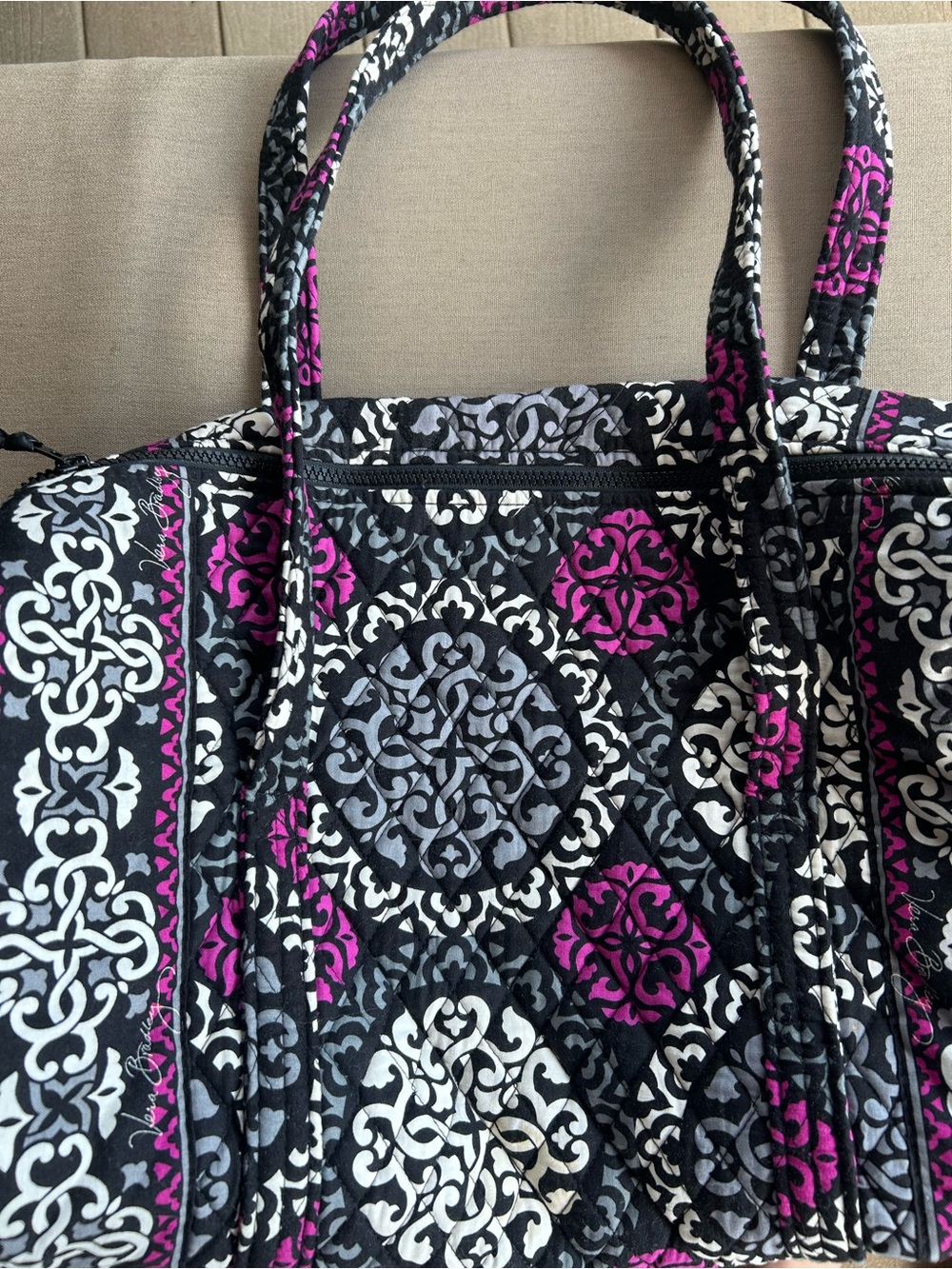 Vera Bradley Shoulder Bag in Black, Gray & Magenta